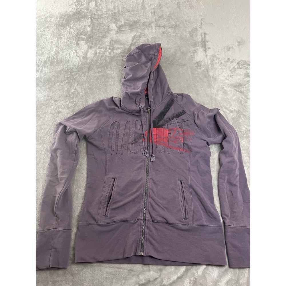 Oakley Womens Jacket Medium Purple Full Zip Graphic Logo Sweatshirt
